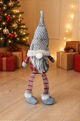 Boneco de Natal Gnomo Sentado 40 cm – Decorativo
