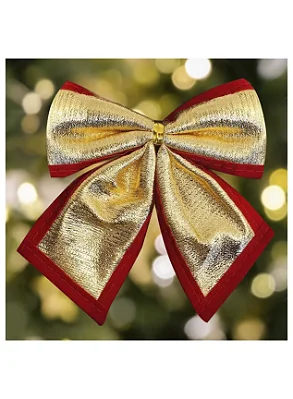 Enfeite Laço Vermelho e Dourado – 11x10cm - Kit com 4 Unidades