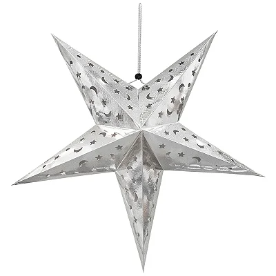 Estrelas de Papel Prata para Pendurar – 60cm – Decoração Festiva