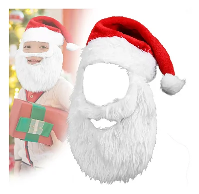 Gorro de Natal com Barba – Estilo Papai Noel – Adulto