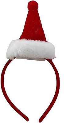 Tiara Natalina com Mini Gorro Noel e Cinto – 25cm