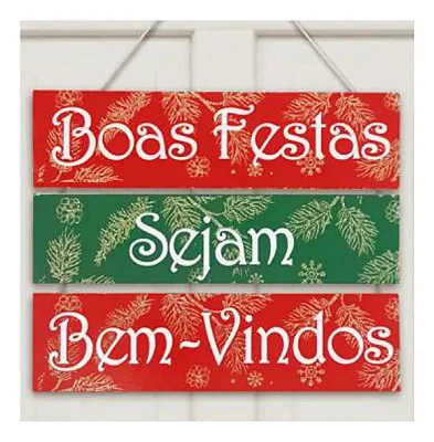 Placa Decorativa "Boas Festas" com Papai Noel – 23x25 cm