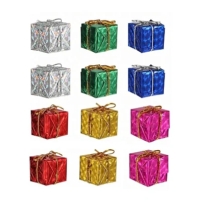 Mini Presentes Decorativos de Natal – 2,5 cm – Kit com 12 Unidades