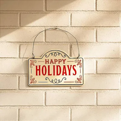 Placa Decorativa “Happy Holidays” – 15x10 cm