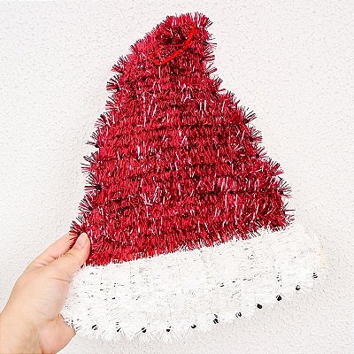 Enfeite Natalino Touca de Papai Noel – Vermelho e Branco – 33 cm