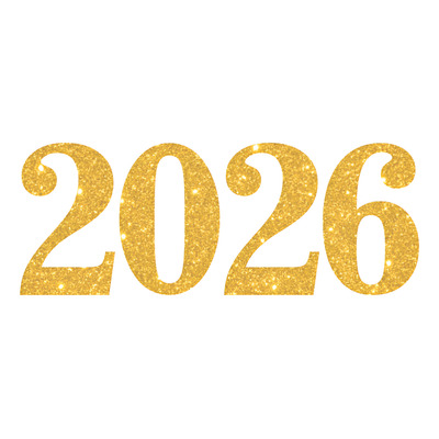 Painel Réveillon Ano Novo 2026 em E.V.A com Glitter - 23,5 x 38cm - Dourado