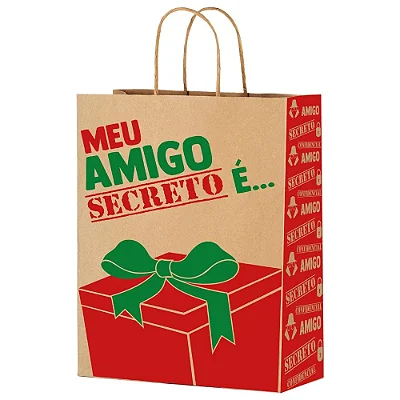 Sacola de Papel G 33x26x17 cm – Amigo Secreto Feliz Natal