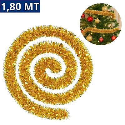 Festão Metalizado Natalino - Dourado 1,80m x 5cm – Decoração Brilhante e Festiva