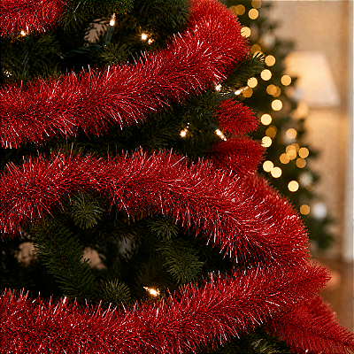 Festão Metalizado Natalino Vermelho 1,80m x 5cm – Decoração Brilhante e Festiva
