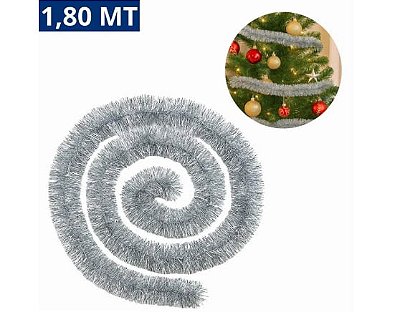 Festão Metalizado Natalino Prata 1,80m x 5cm – Decoração Brilhante e Festiva