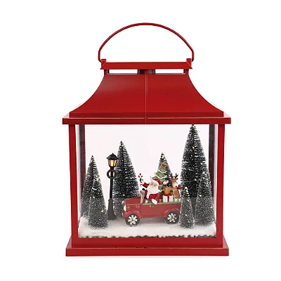 Lanterna Decorativa com LED Vermelho 35x30cm