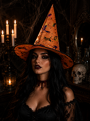 Chapéu de Bruxa Halloween Super Color Laranja