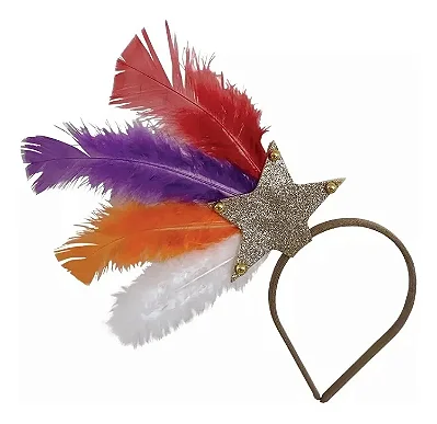 Tiara Carnaval Estrela com Penas Coloridas – Acessório Festivo