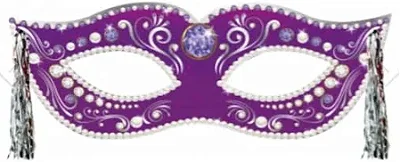 Painel Decorativo Máscara Roxa com Chicote - 69 x 24cm – Decoração de Carnaval