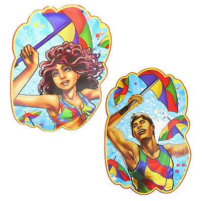 Painel Cartonado Dançarino e Dançarina de Frevo 67cm x 48cm (Cada) – Decoração Carnaval – 2 Peças (Homem e Mulher)