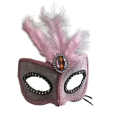 Máscara Diva Carnaval Pena Realeza - Rosa