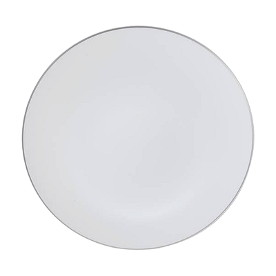 Prato Sobremesa Branco c/ Fio Prata – 19cm (Kit com 6 Unidades)