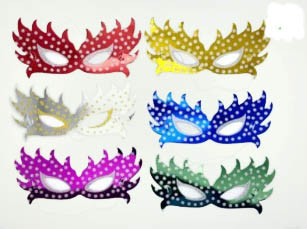 Máscara de Carnaval em Papel com Glitter e Bolinhas – Pacote com 6 Unidades
