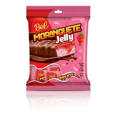 Bombom Moranguete Jelly Bel Choc – 75g (Pacote com 5 Unidades) – Sabor Morango