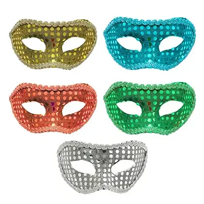 Máscara Veneziana com Paetês - Cores Sortidas - 1 Unidade