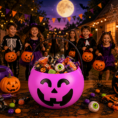 Abóbora Grande Halloween Rosa – 16cm