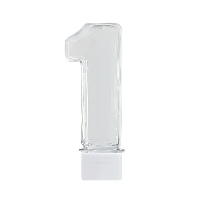Tubete Número "1" Lembrancinha 11cm – Transparente com Tampa Branca (10 Unidades)