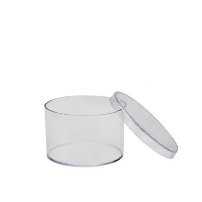 Caixinha de Acrílico Redonda Transparente 6,5x4cm com Tampa – 10 Unidades