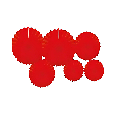 Kit Leques Enfeite de Papel Vermelho - 6 Unidades (2 unds de 40cm + 2 unds de 30cm + 2 unds de 20cm)