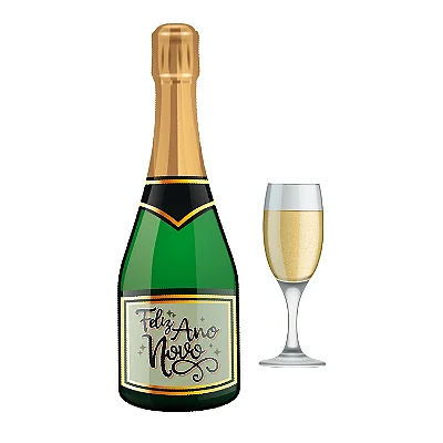 Painel EVA Réveillon Champagne Ano Novo – Kit 2 Peças (82x28cm e 35x15cm)