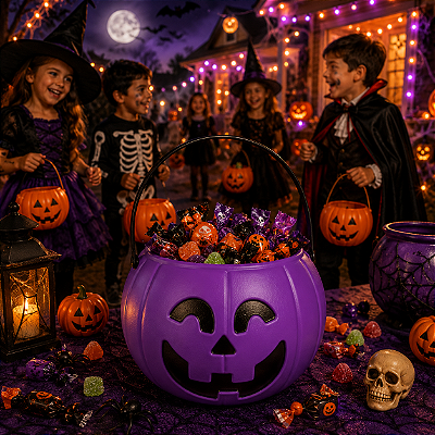 Abóbora Grande Roxo Halloween 16cm