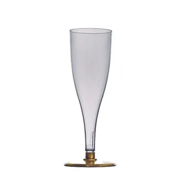 Taça de Acrilico com Base Dourada 140ml – 5 Unidades