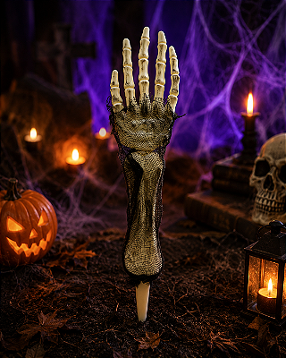 Estaca Decorativa Mão de Esqueleto Halloween 35cm