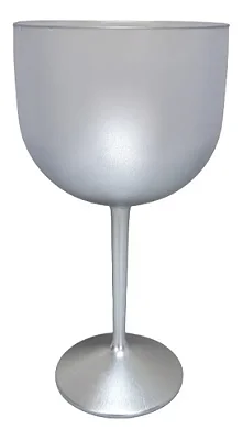 Taça Gin Acrílico Cristal Degradê Prata 650ml