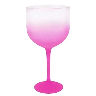 Taça Gin Acrílico Cristal Degradê Pink 650ml