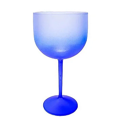 Taça Gin Acrílico Cristal Degradê Azul 650ml