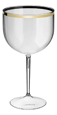 Taça Gin Acrílico Cristal com Borda Dourada 650ml