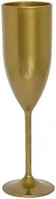 Taça Champagne Acrílico Leitoso Dourado - 180ml