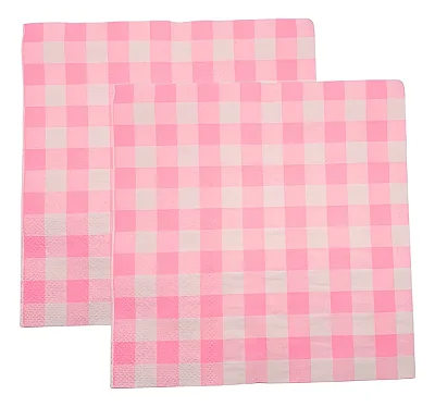 Guardanapo de Papel Xadrez Folha Dupla - Rosa 33x33cm - 20 Unidades