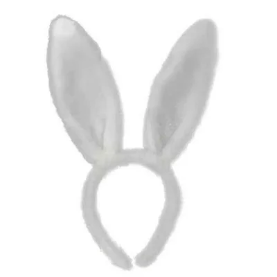 Tiara Orelhas Coelho de Pelúcia Branca – Adulto e Infantil - 30cm