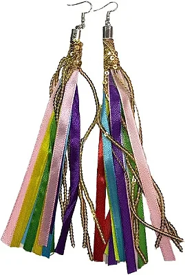 Brinco de Fita Cetim Colorido com Lantejoula – Carnaval