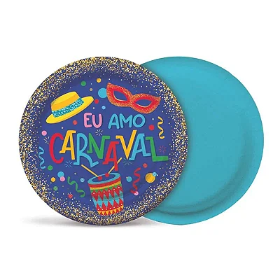 Prato Redondo Festou Carnaval 18cm – 8 Unidades