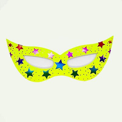 Máscara de Carnaval em Papel Estampa Estrelas - Cores Sortidas – 12 Unidades