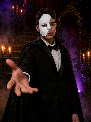 Máscara Fantasma da Ópera Branca – Meia Face