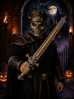 Espada Medieval Caveira 57cm – Acessório Temático