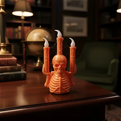 Vela Caveira Castiçal LED – Conjunto com 3 Velas Decorativas Halloween