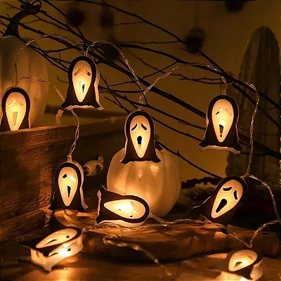 Varal Cordão Led Pânico Fantasma Decoração Festa Halloween