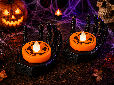 Velas LED Mãos de Esqueleto Halloween - 1 Unidade