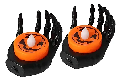 Velas LED Mãos de Esqueleto Halloween – Decoração Assustadora - 1 Unidade
