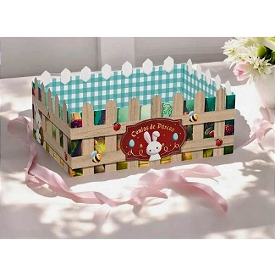 Cesta Cerquinha de Papel Cartão – Contos de Páscoa – 22x15x10 cm | 1 Unidade