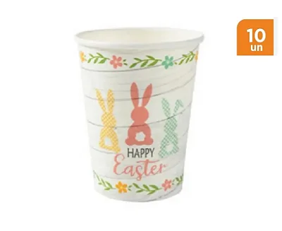 Copo de Papel Coelhinhos de Páscoa – 270 ml | 10 Unidades